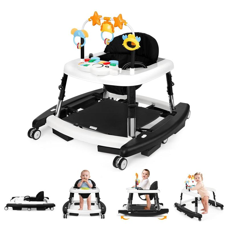 5-in-1 Baby Walker, Foldable Infant Activity Center with Music Toy